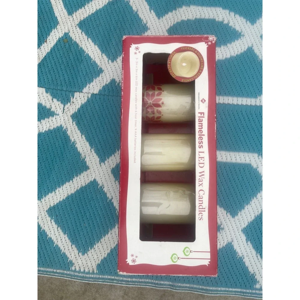 Member's Mark Flameless LED Wax Candles 3pk Vanilla Scented 3x6 6-Hour Timer